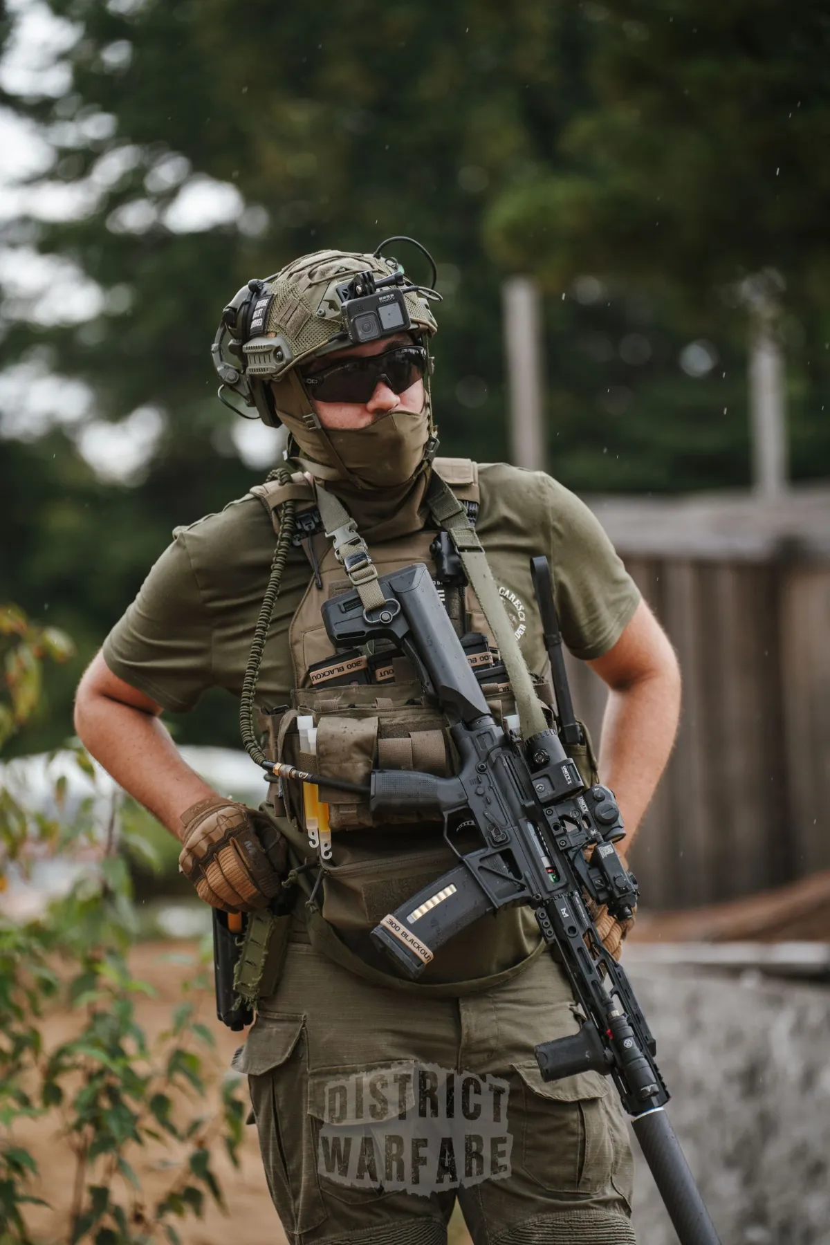 Portrait of an airsoft player in tactical gear
